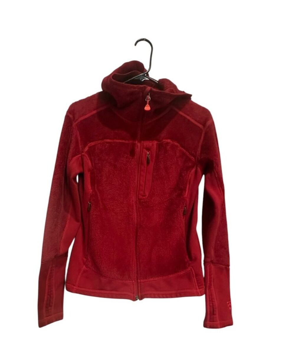 Mountain Hardwear Womens Polartec Red Black Full Zip Fleece Jacket Sz Medium